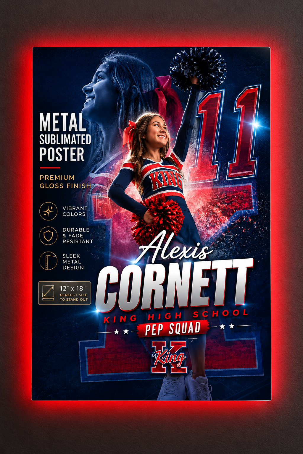 Custom LED Metal Player Poster Wall Mount